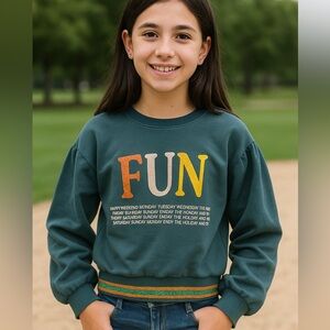 Kids Fun Graphic Sweatshirt - Teal